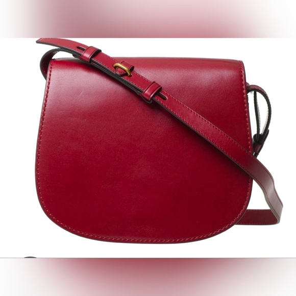 Tory Burch Red Burgundy Smooth Leather Crossbody Saddle Shoulder Bag‎ - Picture 2 of 14